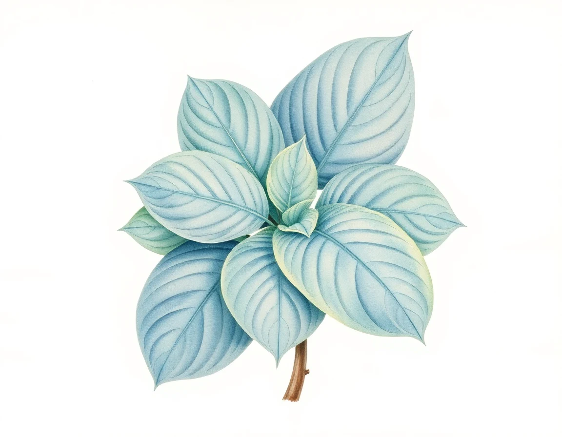 Watercolor illustration of Hosta 'Blue Lettuce'