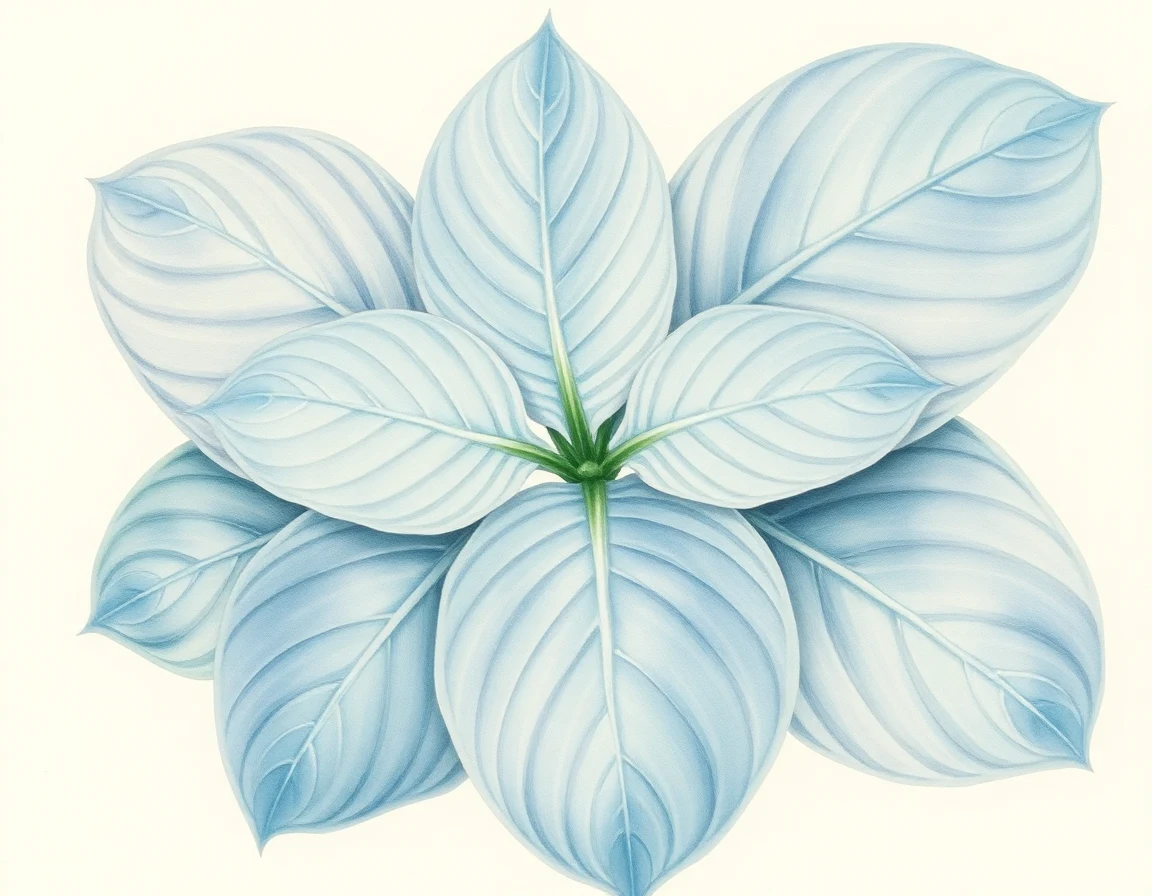 Watercolor illustration of Hosta 'Blue Magic'