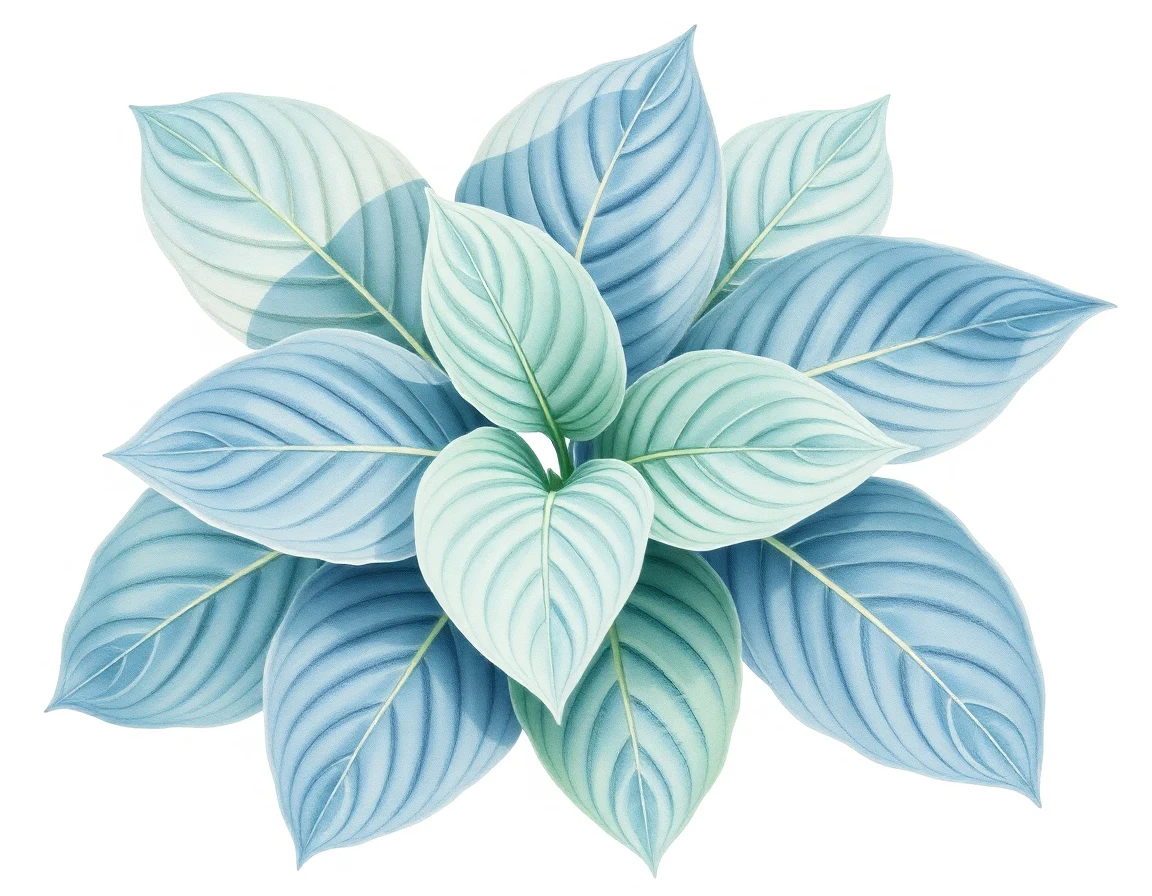 Watercolor illustration of Hosta 'Blue Magoo'