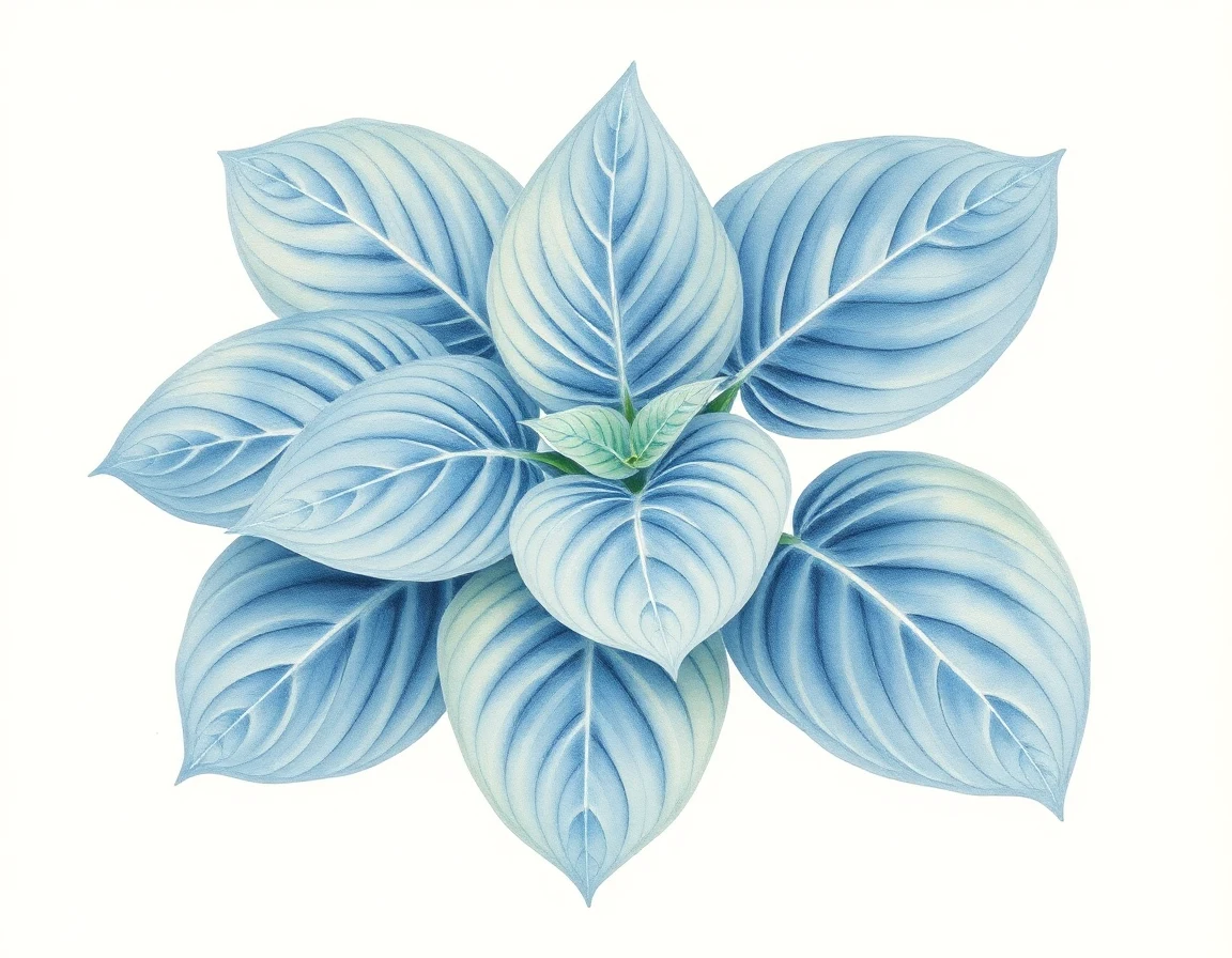 Watercolor illustration of Hosta 'Blue Nymph'