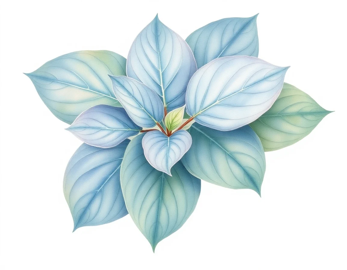 Watercolor illustration of Hosta 'Blue Sensation'