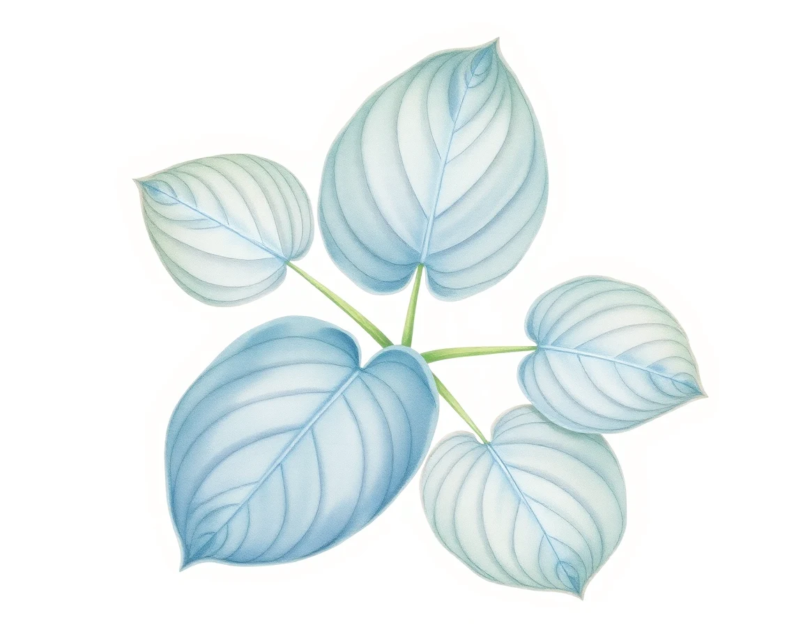 Watercolor illustration of Hosta 'Bohemia Ripple Blue Effect'