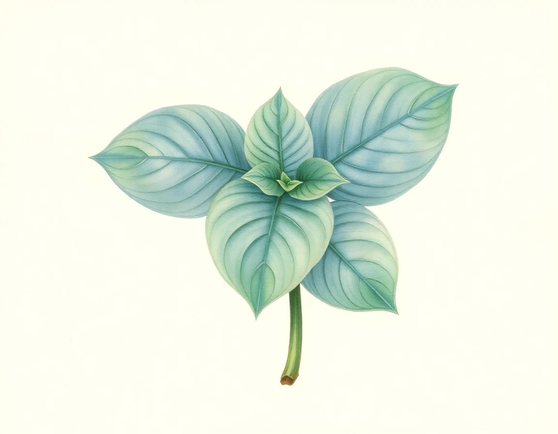 Watercolor illustration of Hosta 'Brandywine'