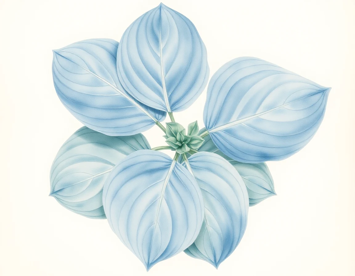 Watercolor illustration of Hosta 'Brass Horn'