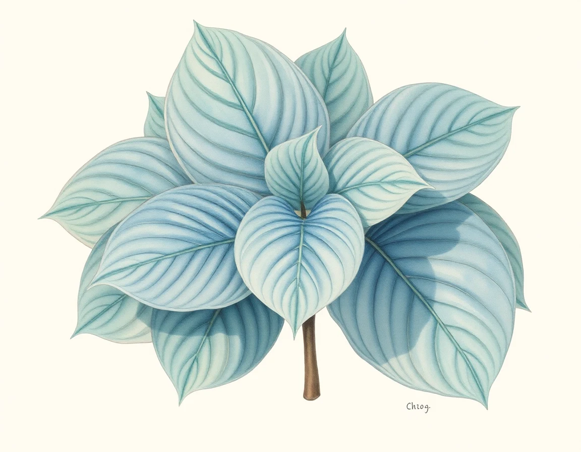 Watercolor illustration of Hosta 'Bridal Veil'