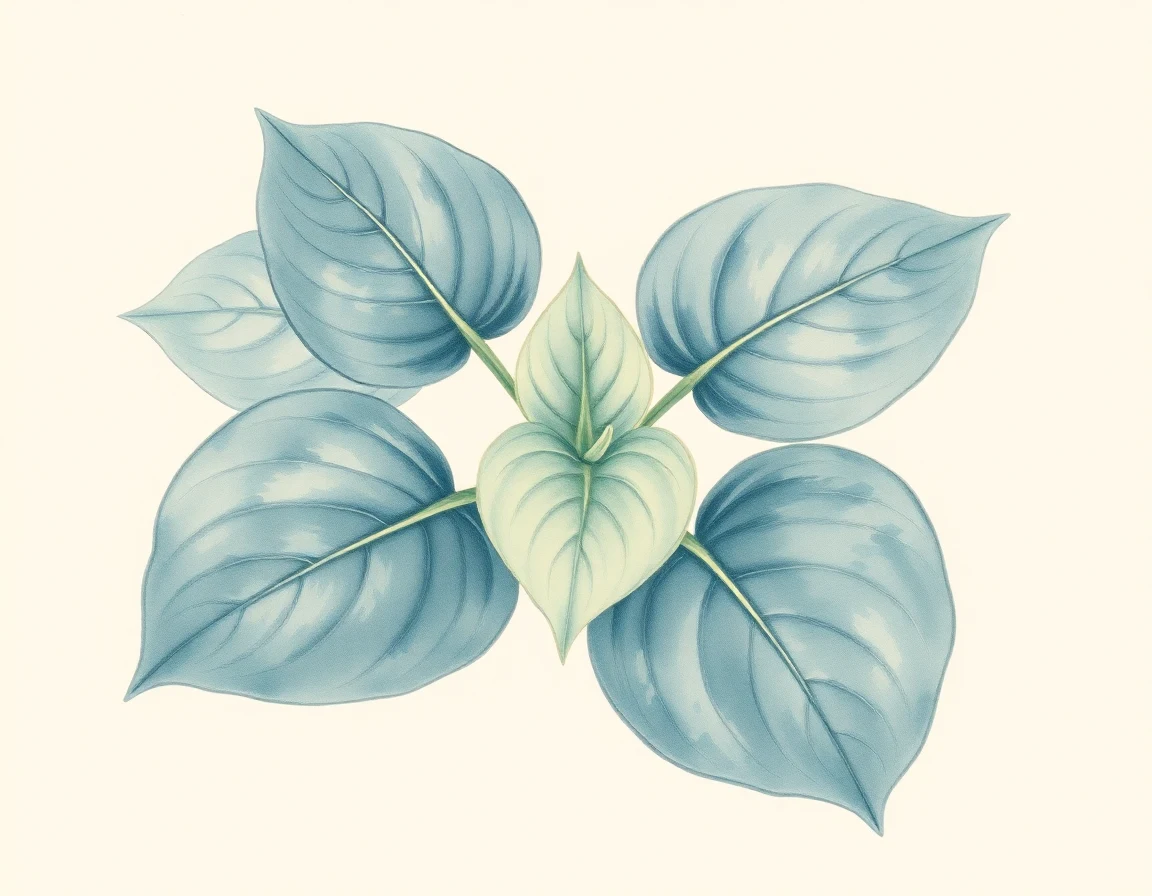 Watercolor illustration of Hosta 'Broken Hearted'