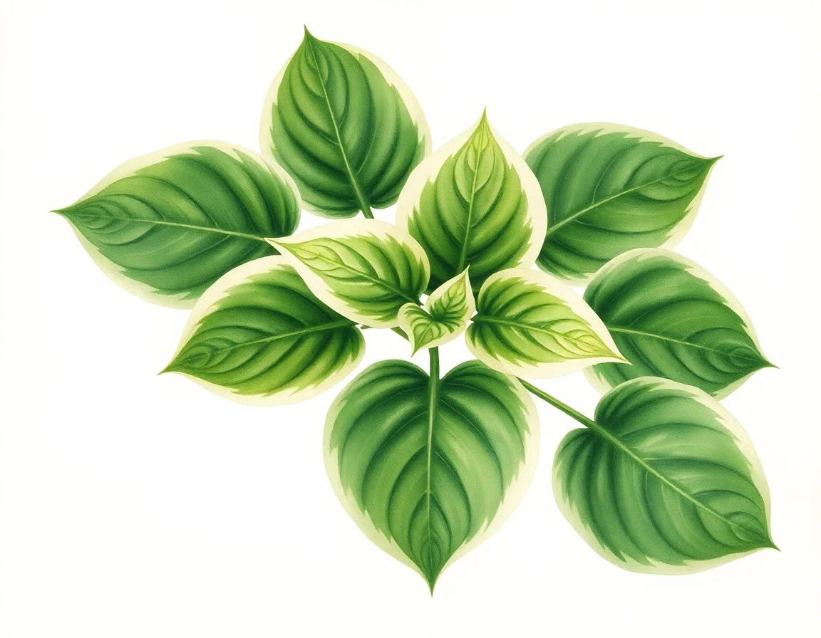 Watercolor illustration of Hosta 'Carmen Ohio'