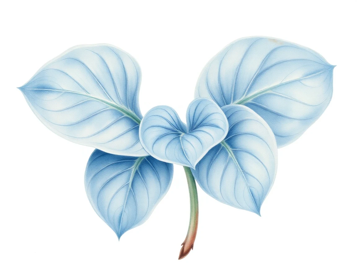 Watercolor illustration of Hosta 'Cat and Mouse'