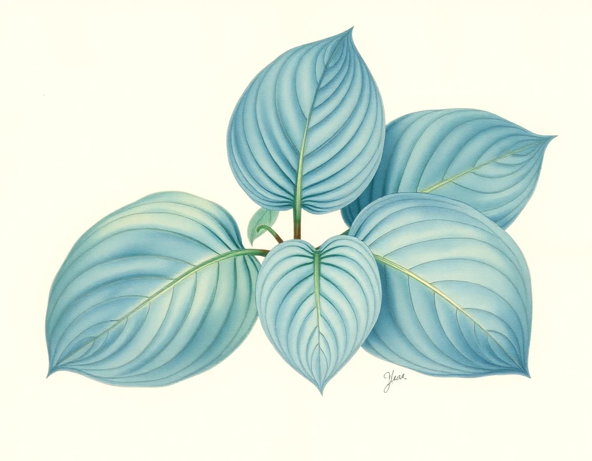 Watercolor illustration of Hosta 'Catherine Ann'