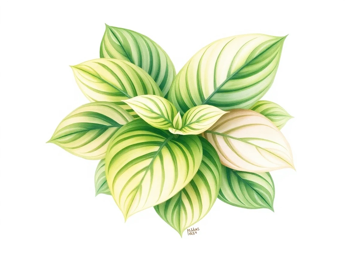 Watercolor illustration of Hosta 'Celtic Bouquet'