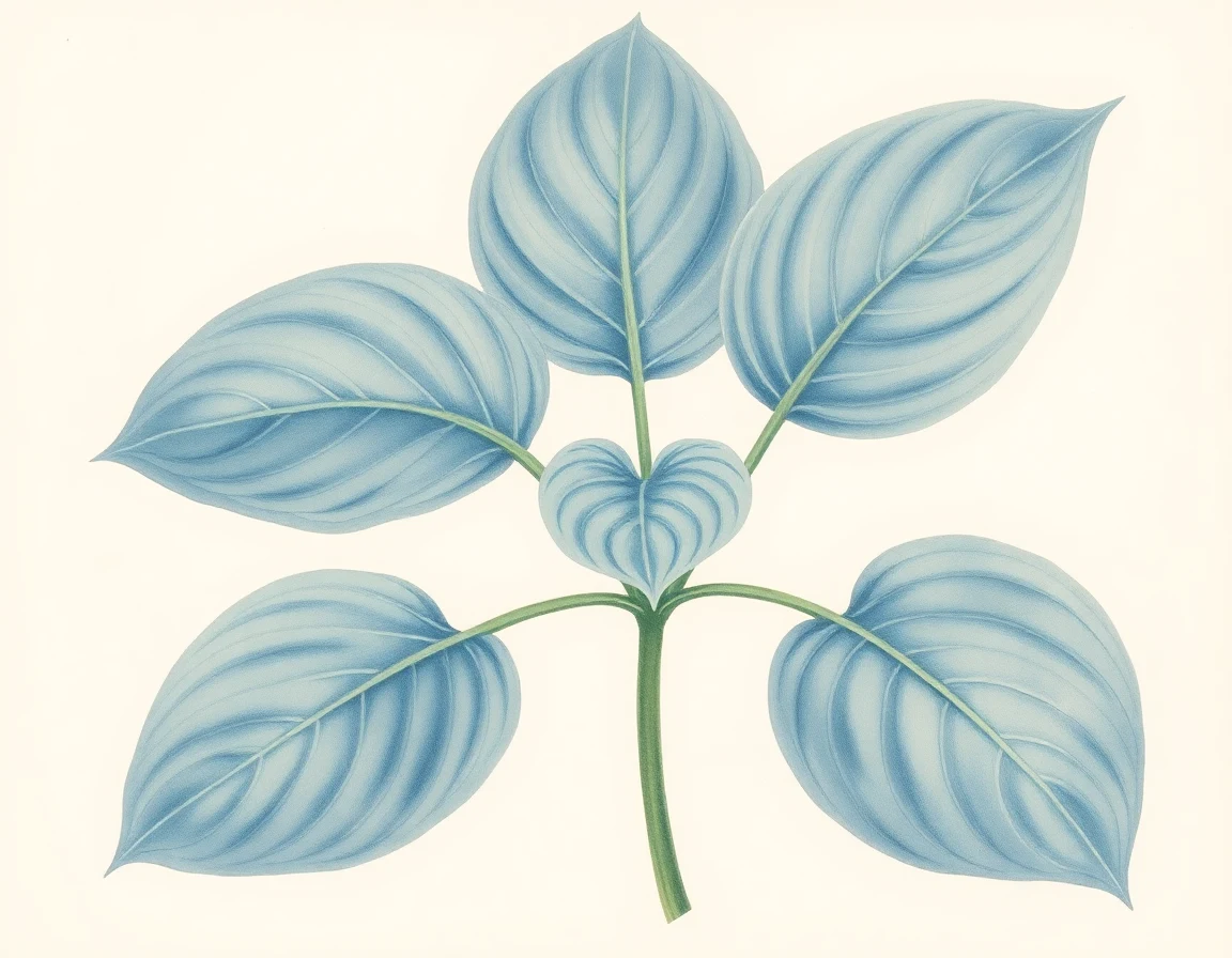 Watercolor illustration of Hosta 'Cerulean Magic'