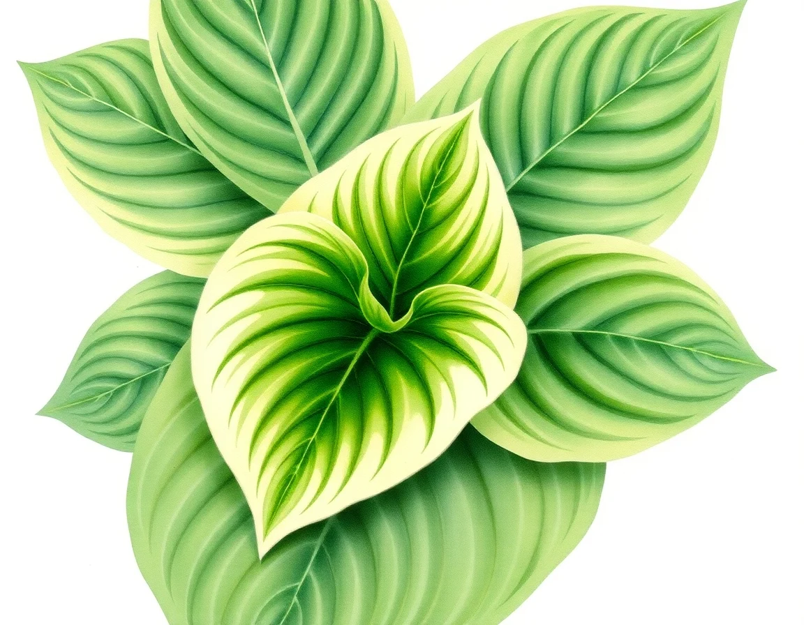 Watercolor illustration of Hosta 'Chameleon'