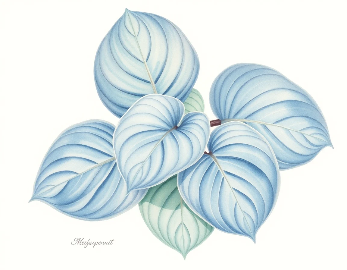 Watercolor illustration of Hosta 'Christmas Charm'