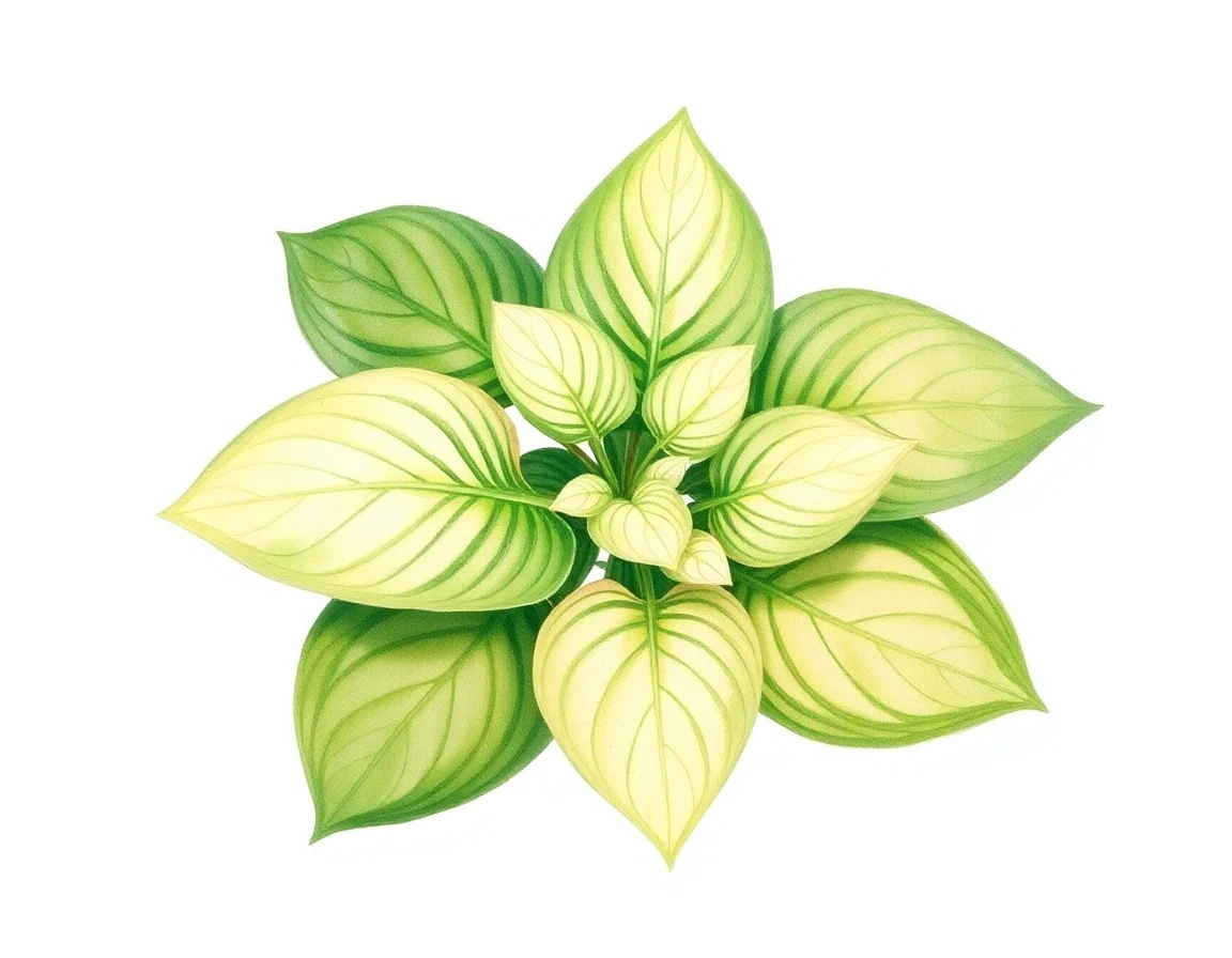Watercolor illustration of Hosta 'Colored Hulk'