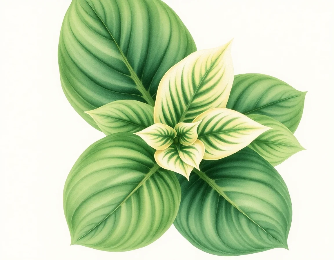 Watercolor illustration of Hosta 'Colossal'