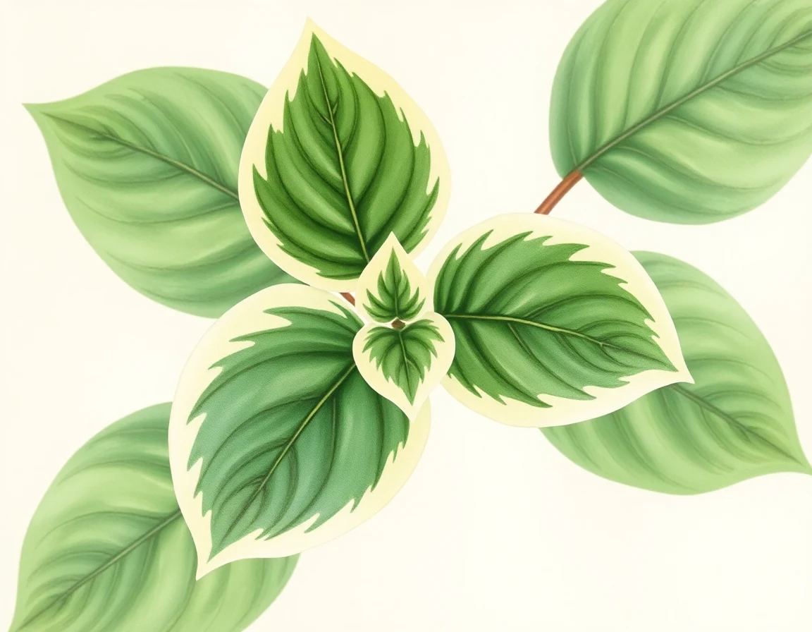 Watercolor illustration of Hosta 'Cookie Crumbs'