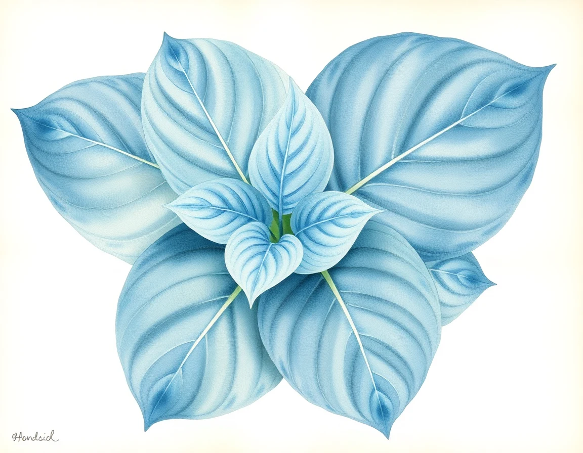 Watercolor illustration of Hosta 'Cosmic Moonshine'
