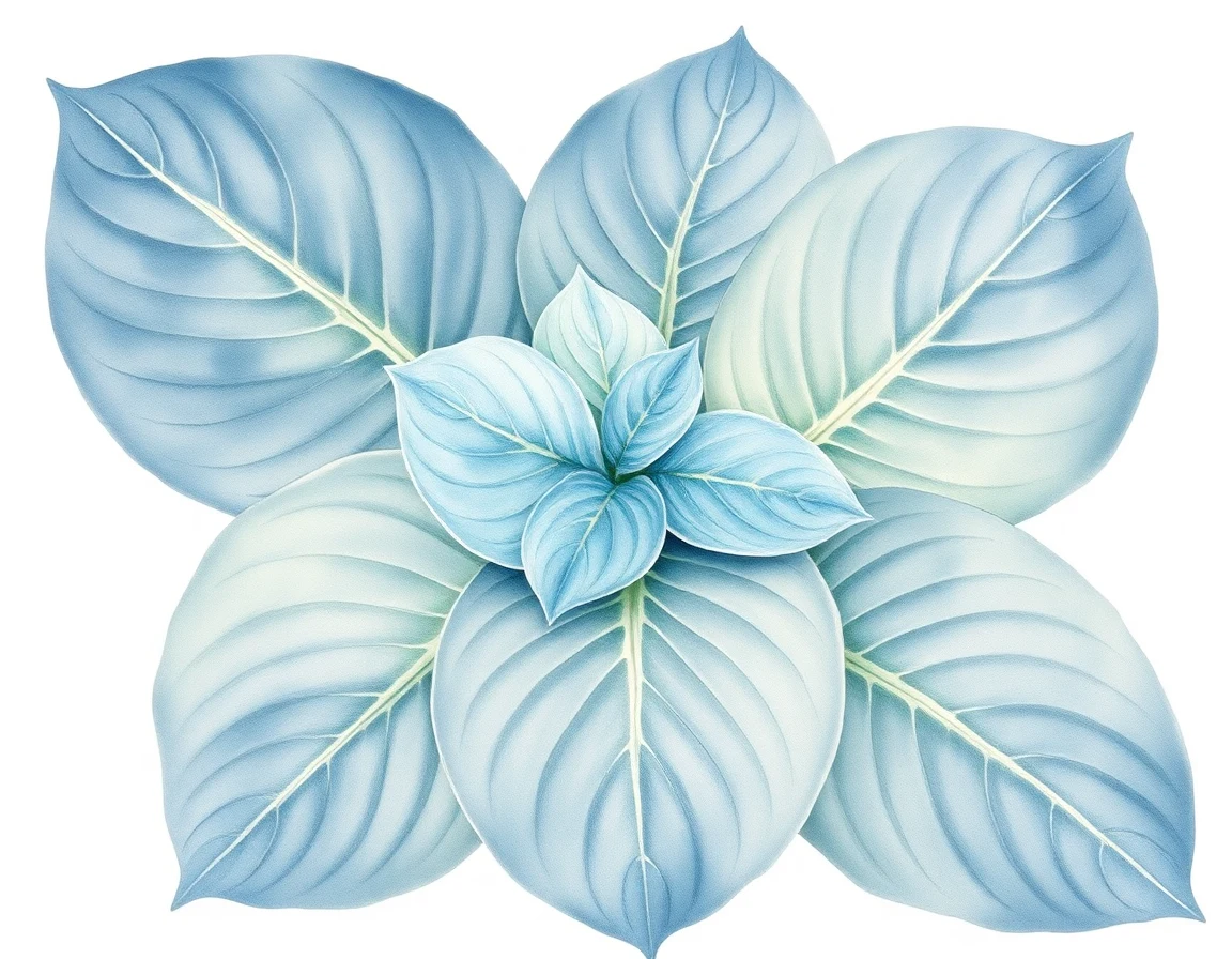 Watercolor illustration of Hosta 'Cosmic Secret'