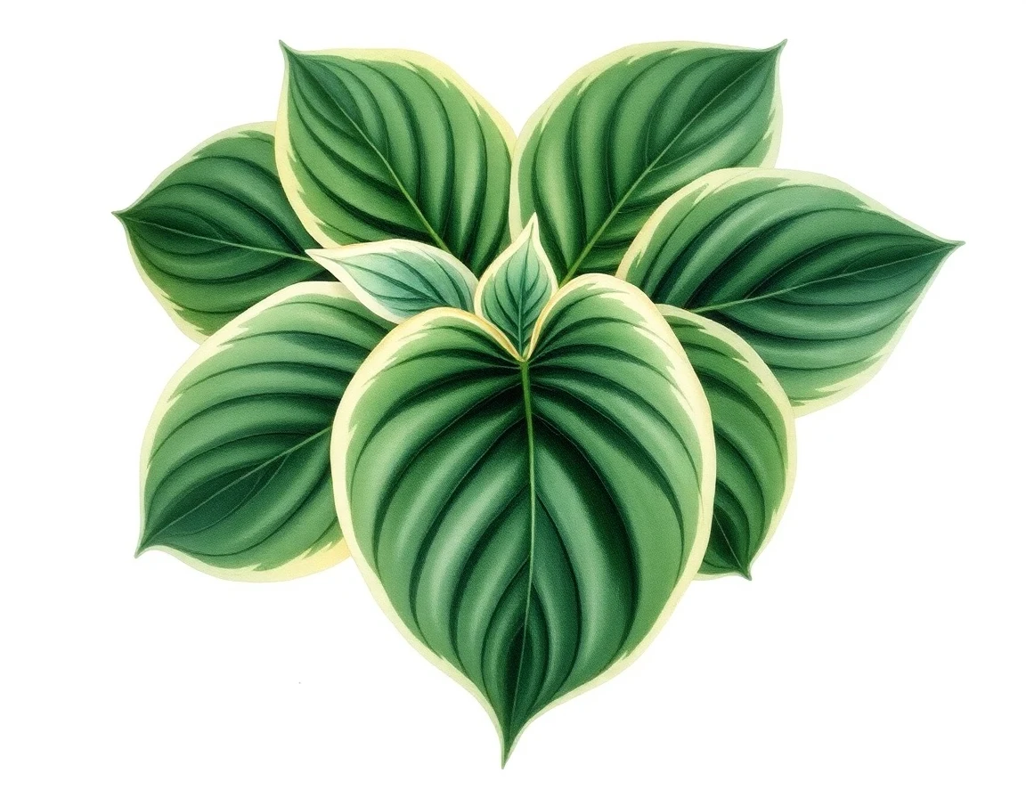 Watercolor illustration of Hosta 'Crystal Moon'
