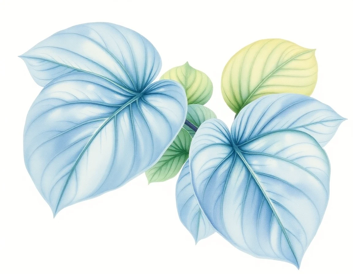 Watercolor illustration of Hosta 'Curlicue'