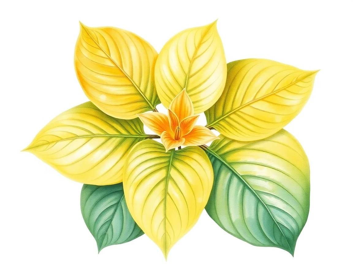 Watercolor illustration of Hosta 'Dandy Lion'
