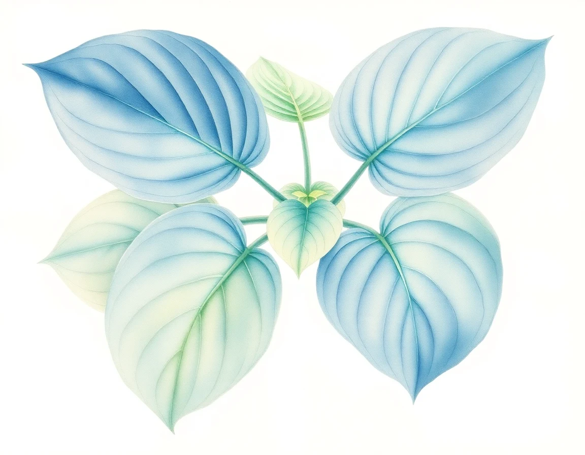 Watercolor illustration of Hosta 'Delta Desire'