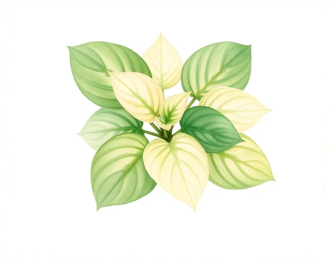 Watercolor illustration of Hosta 'Diddily Squat'