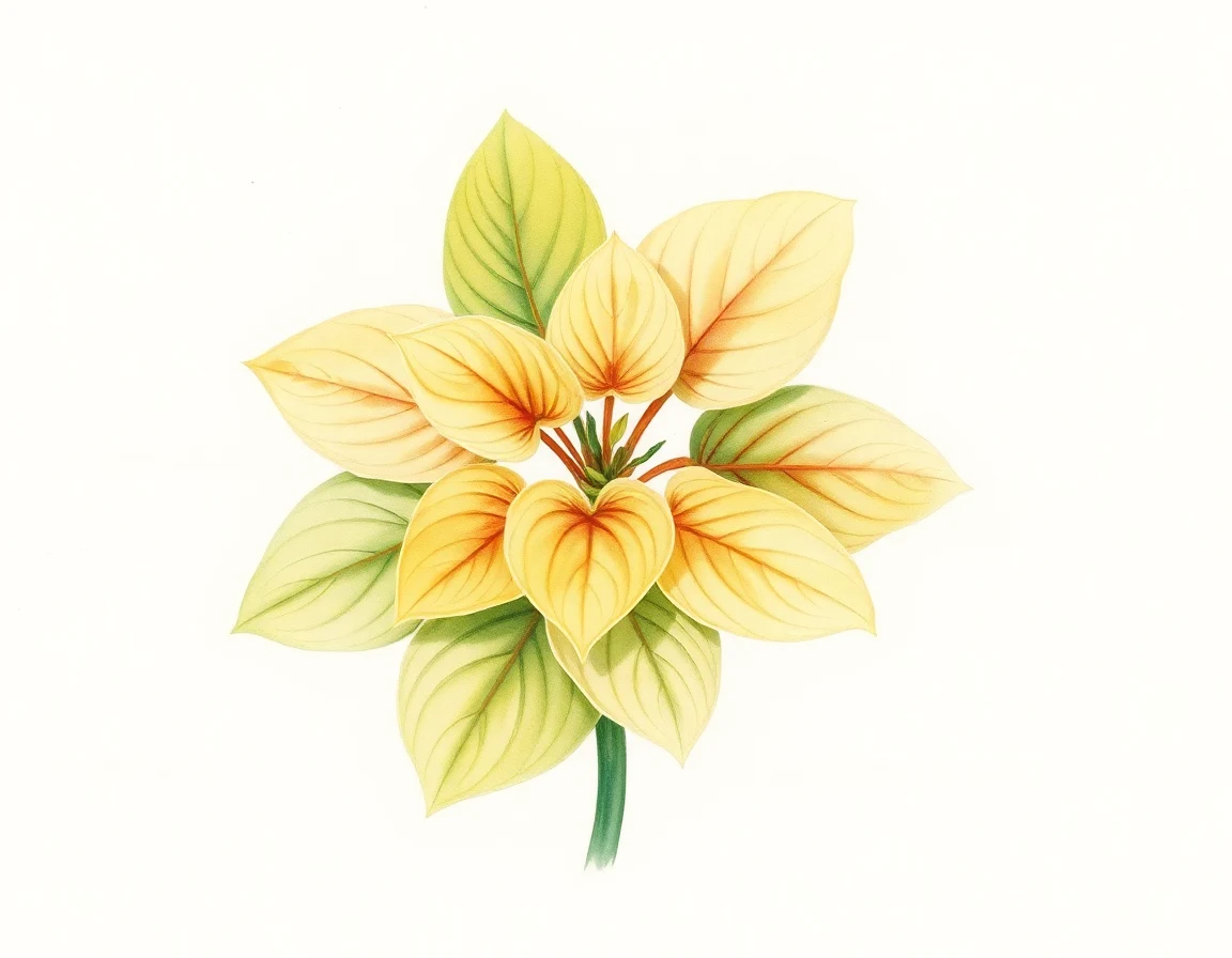 Watercolor illustration of Hosta 'Drip Drop'