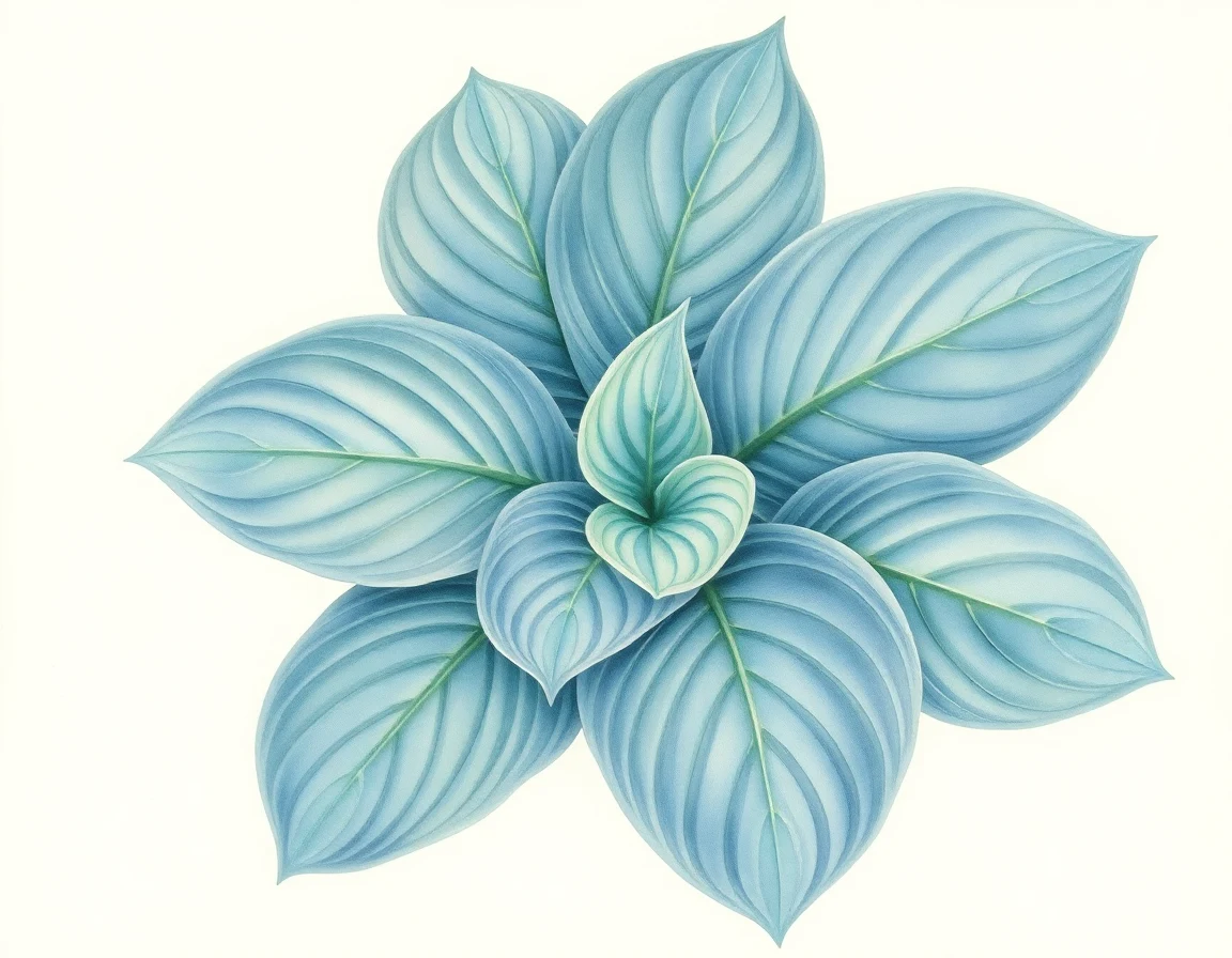 Watercolor illustration of Hosta 'Dubuque University Spartans'