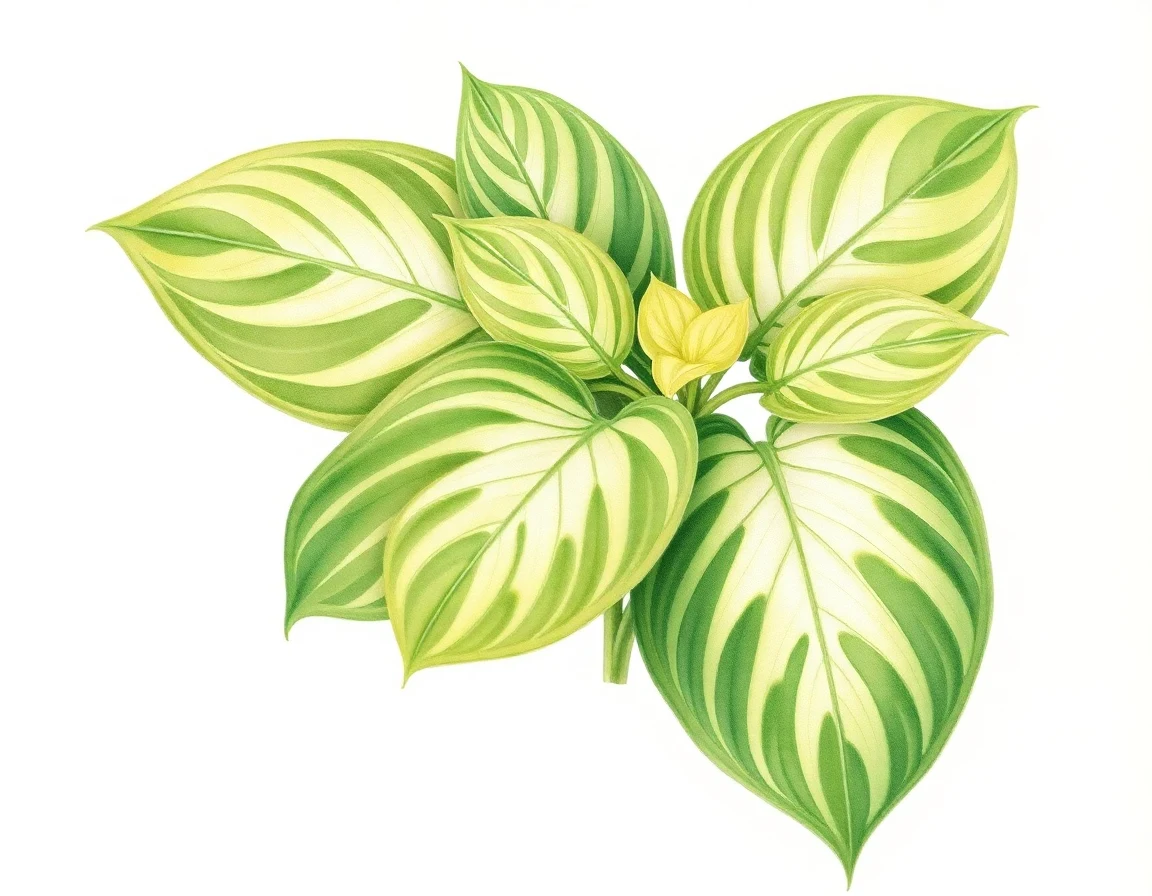 Watercolor illustration of Hosta 'Dusty Moon'