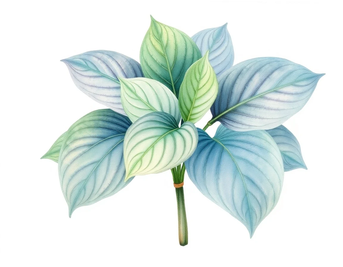 Watercolor illustration of Hosta 'Ebony Spires'