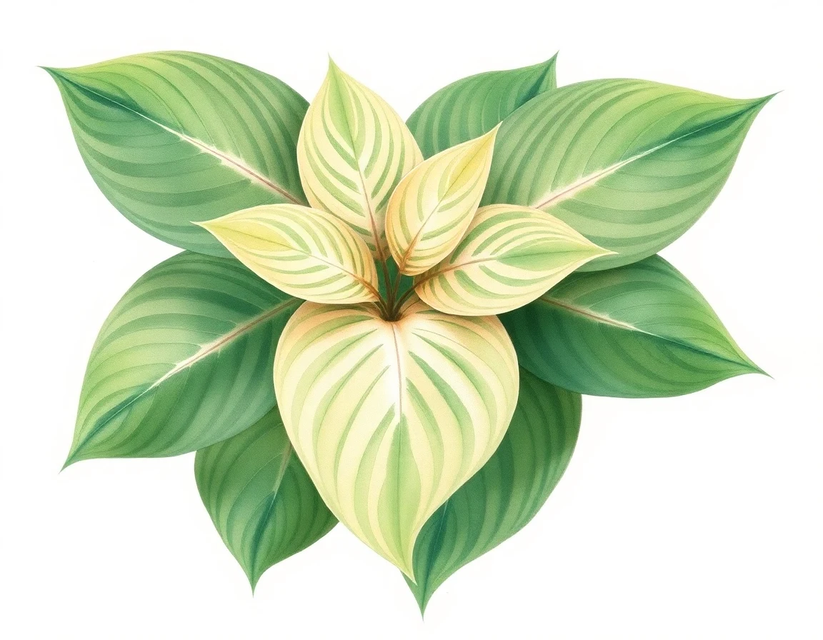 Watercolor illustration of Hosta 'Emerald Paisley'