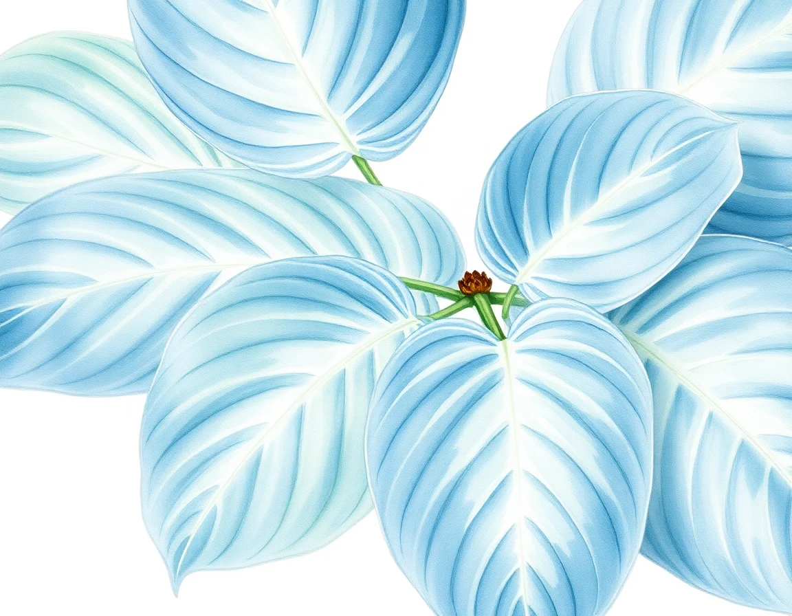 Watercolor illustration of Hosta 'Eola Sapphire'
