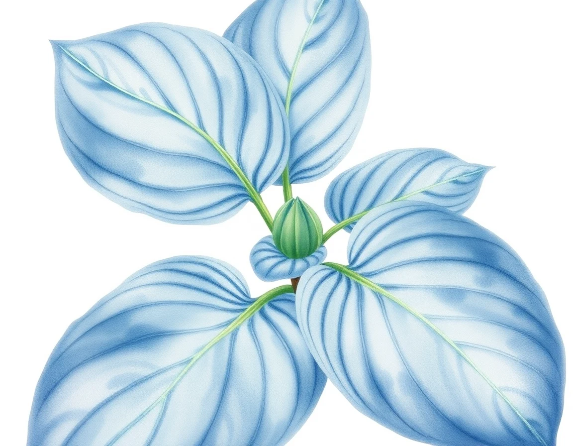 Watercolor illustration of Hosta 'Eye of the Hurricane'