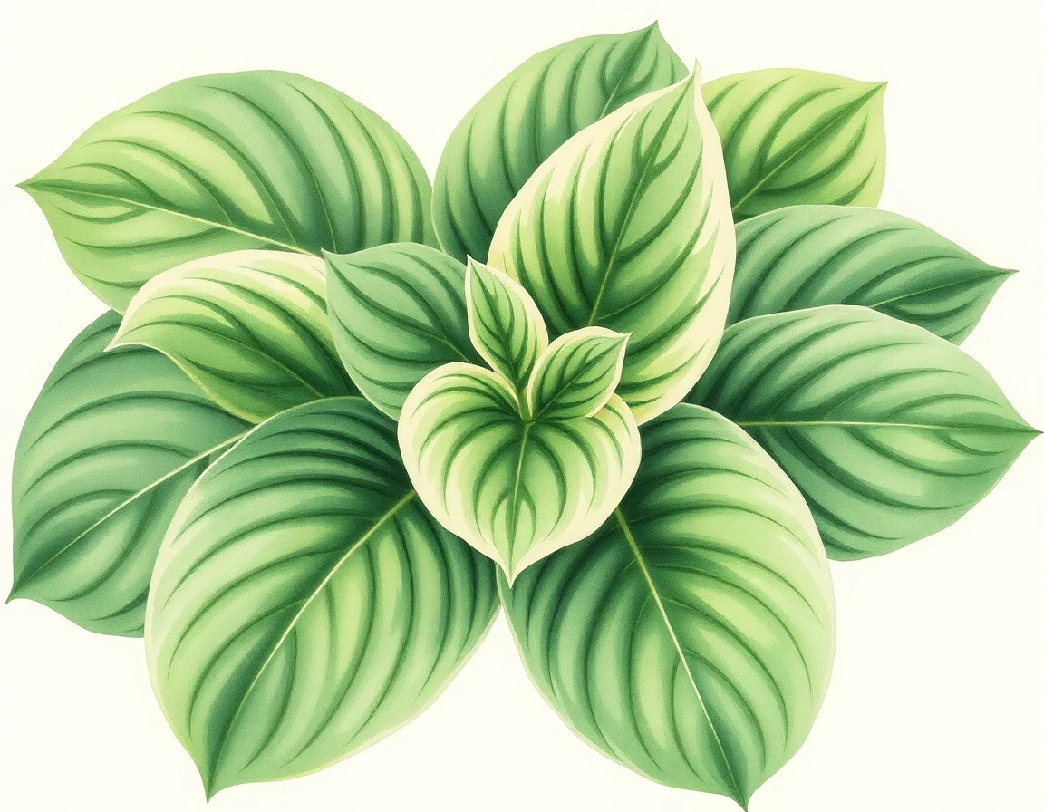 Watercolor illustration of Hosta 'Fascination'