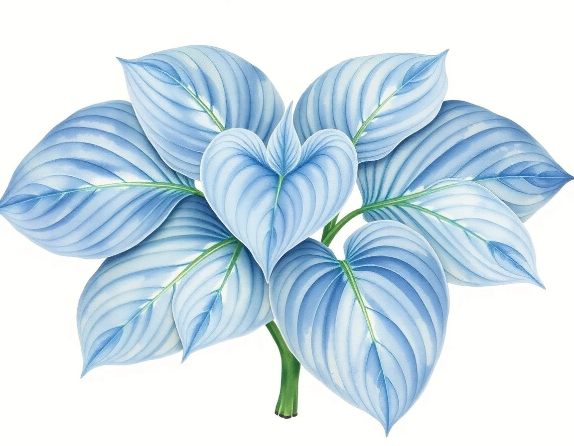 Watercolor illustration of Hosta 'Filagree'