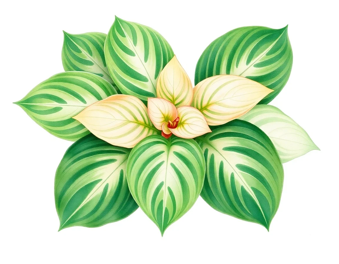 Watercolor illustration of Hosta 'Fine Points'