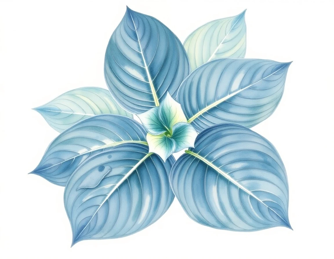 Watercolor illustration of Hosta 'Fisher's Green Magic'
