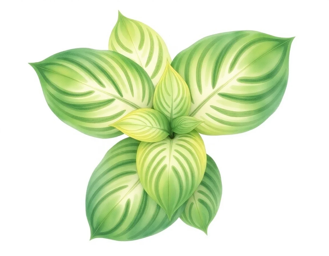 Watercolor illustration of Hosta 'Flaming Arrow'