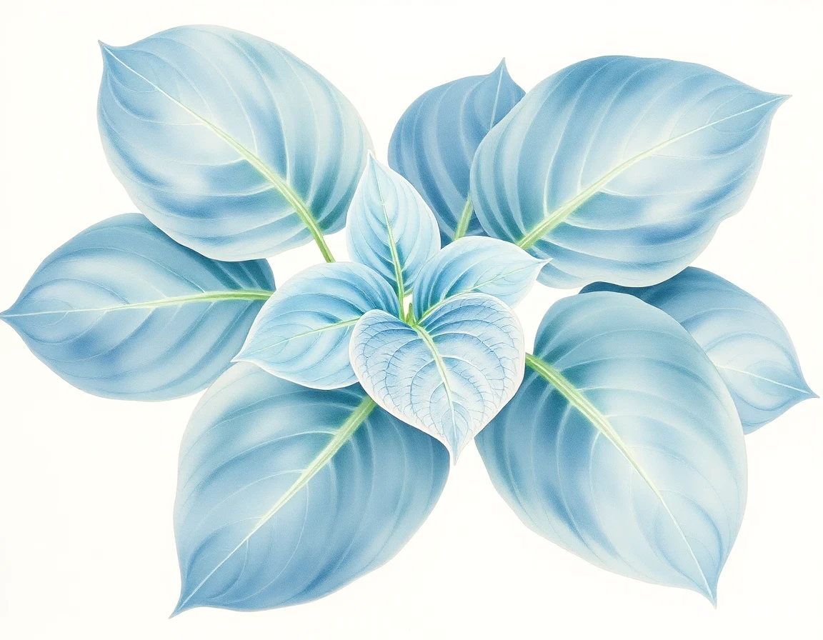 Watercolor illustration of Hosta 'Flapjack'