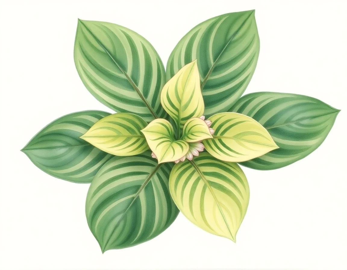Watercolor illustration of Hosta 'Flemish Baron'