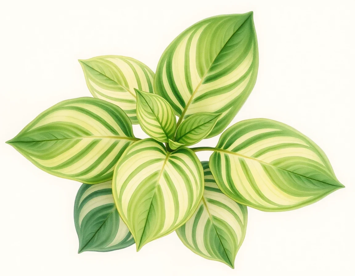 Watercolor illustration of Hosta 'Flow Swirls'