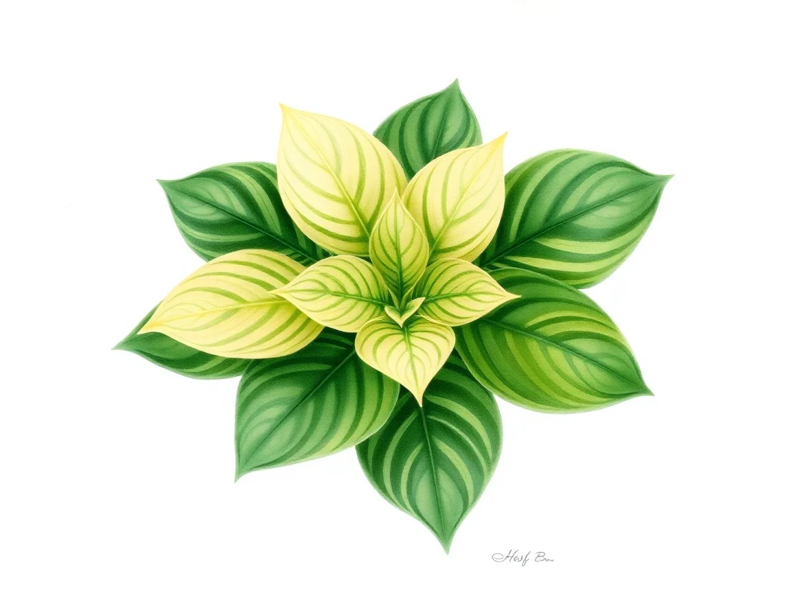 Watercolor illustration of Hosta 'Forest Shadows'