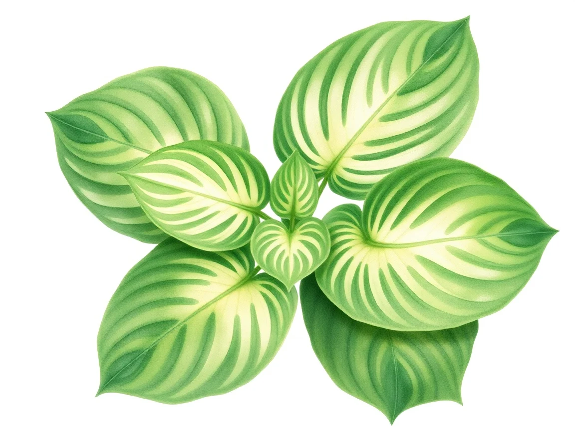 Watercolor illustration of Hosta 'Fox Lake'
