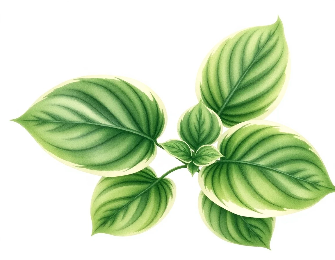 Watercolor illustration of Hosta 'Foxfire Rose Red'