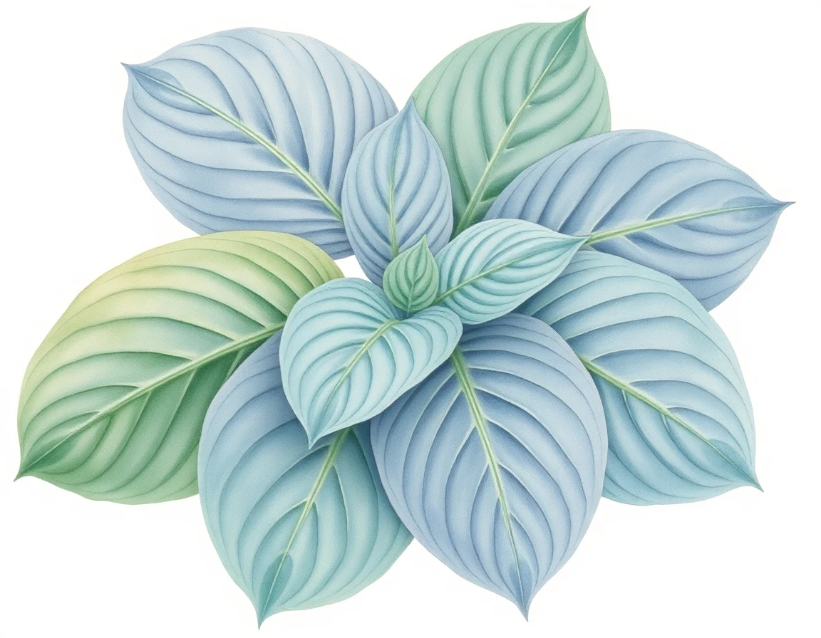Watercolor illustration of Hosta 'Foxfire X Philes'