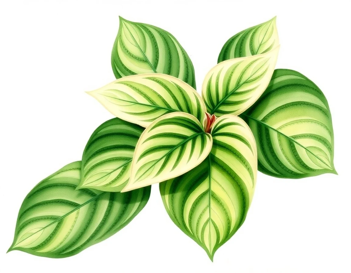Watercolor illustration of Hosta 'Free Jazz'