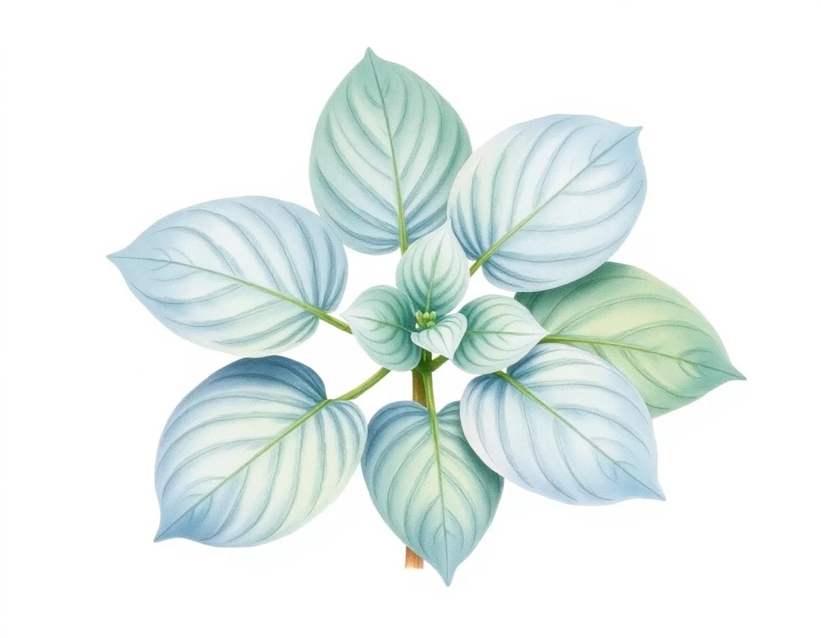 Watercolor illustration of Hosta 'Frenzy'