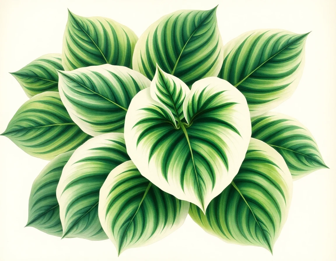 Watercolor illustration of Hosta 'Frosted Jade'