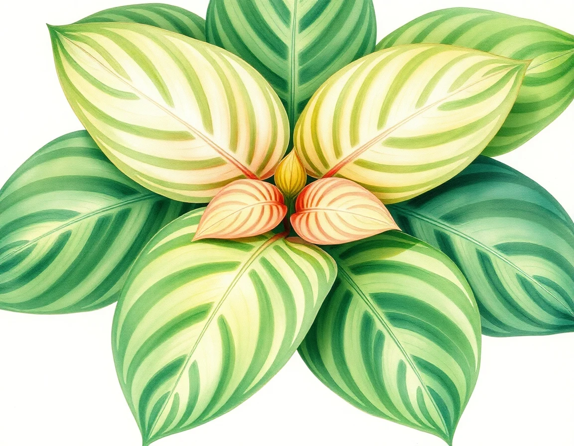 Watercolor illustration of Hosta 'Generous Jeff'